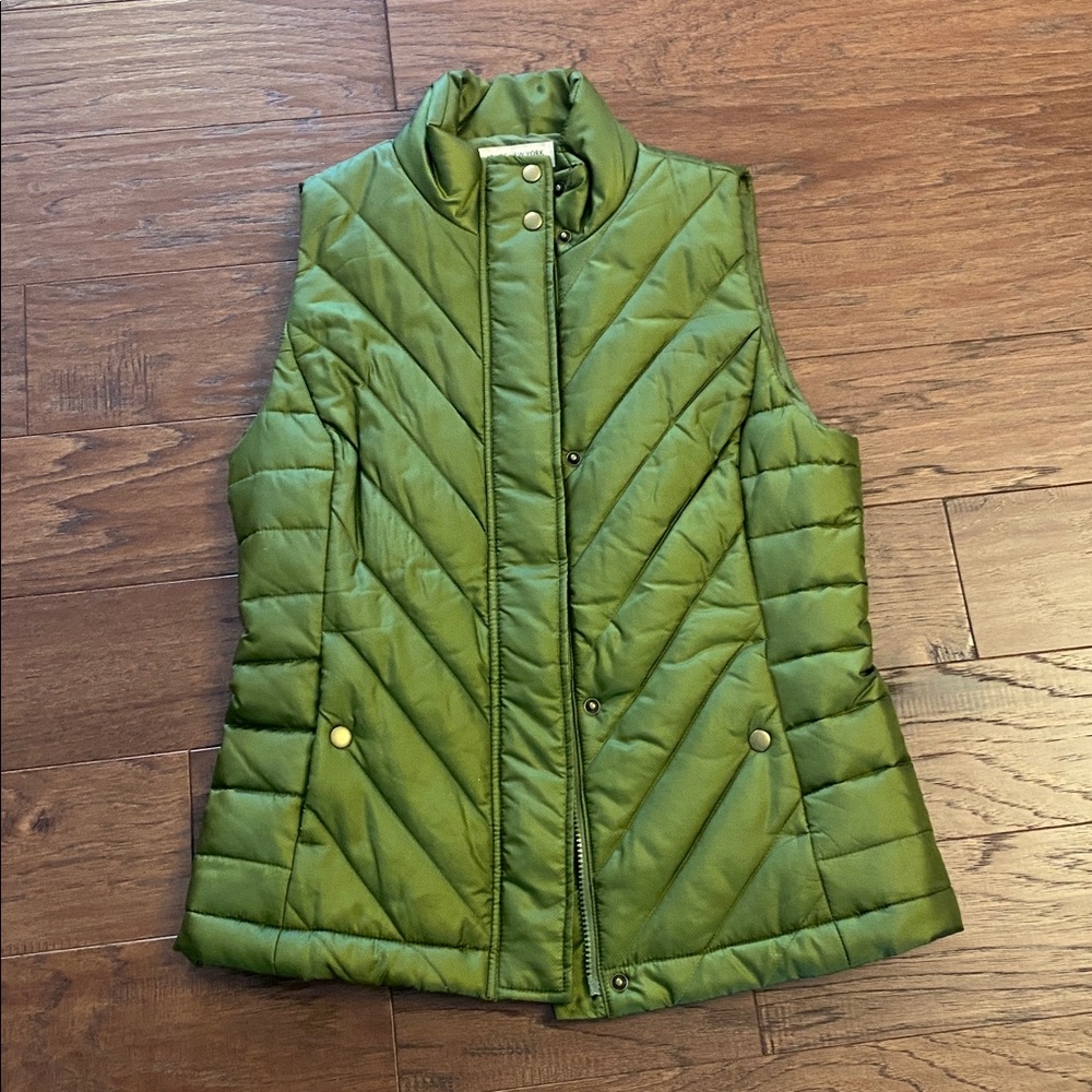 VGUC Womens Jones New York Green Puffer Vest Size Small